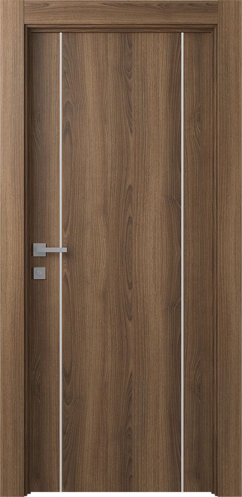 Aluminium strips      Eco-friendly PP finish      Engineered solid core      Contemporary style      Easy door installation      2 year warranty       Optima collection of interior doors is an ideal clean option for the elegance of your house. This collection is the epitome of beauty and grace, with simple designs that will give your apartments a decent look. The flush interior door emphasizes elegance and simplicity. The clear lines show all the craftsmanship features of the door. Pure Flush co Flush Doors Design Modern, Laminate Door Design, Single Main Door Designs, Door Texture, Modern Interior Door, Flush Door Design, Modern Wooden Doors, Home Door Design, Modern Small House Design