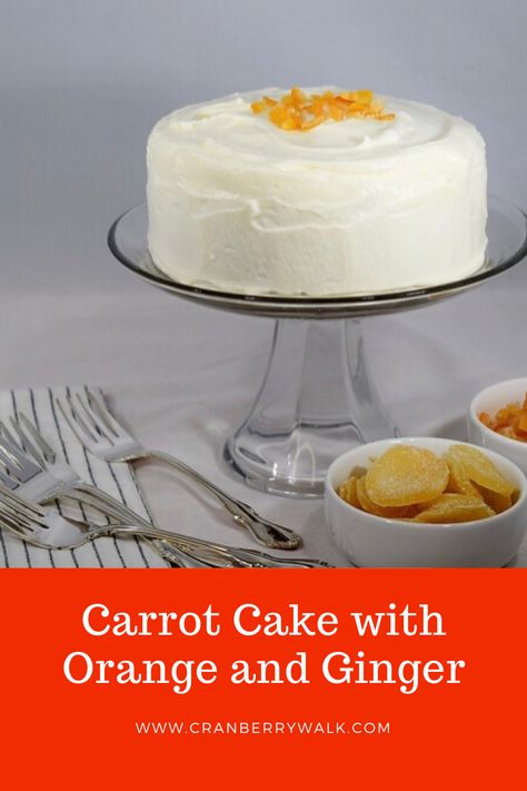 Carrot And Ginger Cake, Orange Ginger Carrot Cake, Carrots Dessert, Dessert Orange, Carrot Cake Frosting, No Carb Bread, Orange Cream Cheese, Orange Frosting, Candied Orange Peel