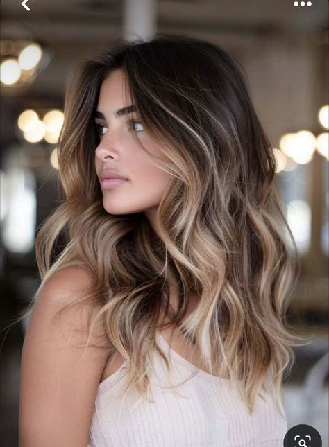 Brown Baylage Hair Caramel, Brunette And Honey Hair, Brunettes Who Went Blonde, Neutral Bayalage Brunette, Cool Blonde Brown Balayage, Low Maintenance Highlights For Brunettes, Highlight Bayalage Brunette, Brown Hair With Balayage Blonde, Blonde Hair For Round Face Shape