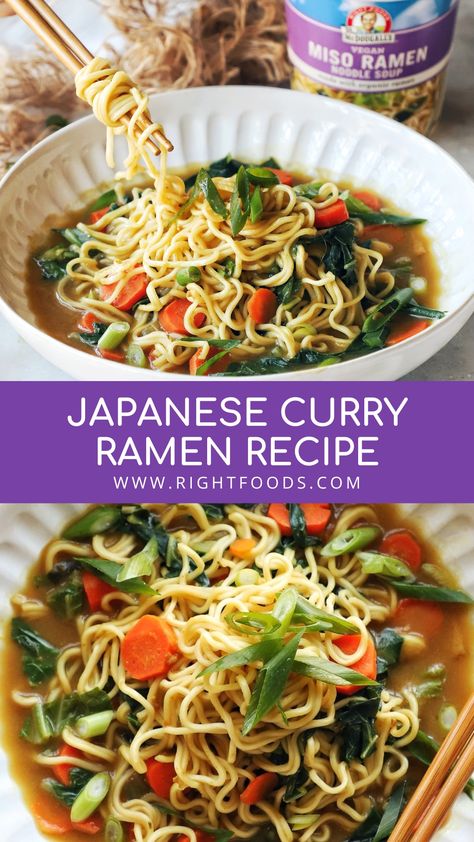 Japanese Curry Ramen Recipe, Japanese Curry Ramen, Vegan Ramen Recipes, Curry Ramen, Miso Ramen, Japanese Kids, Ramen Recipe, Spicy Ramen, Plant Based Recipes Easy