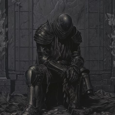 Man In Armor, Dark Fantasy Artwork, Arte Peculiar, Dark Souls Art, Knight Art, Dark Soul, Dark Art Illustrations, Blackest Knight, Soul Art