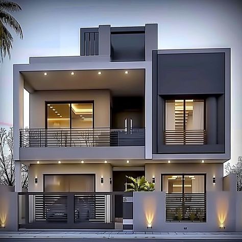 Nice House !!! - Home & Interior Design Home Building Design Architecture, Duplex House Elevation Design Modern, Simple Village House Design, Modern Contemporary House Exterior, Contemporary House Exterior Design, Sleeping Room Design, Beautiful Mansion, House Colour, Wooden House Design