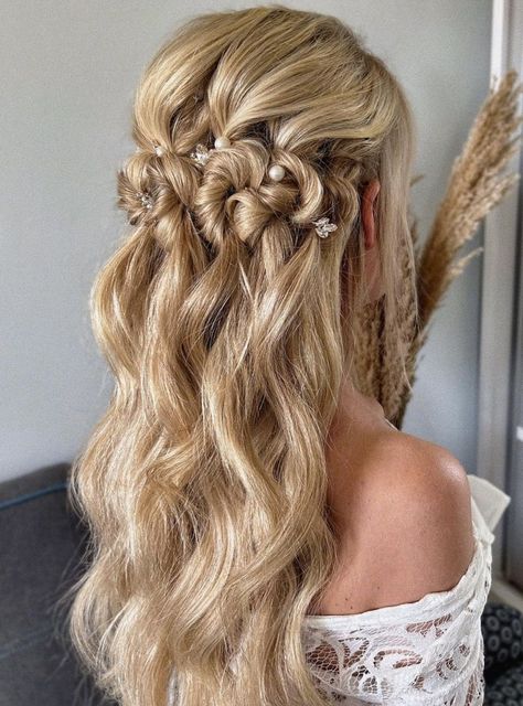 Pretty Waterfall Half Updo Hairstyles Pearls, Hairstyles Tied, Hairstyles Ribbon, Straight Hair Updo, Hairstyles Glasses, Braids Dutch, Pretty Waterfall, Wedding Guest Hair, Hairstyles Extensions