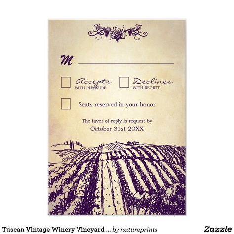 Tuscan Vintage Winery Vineyard Wedding RSVP Cards Tuscan Winery, Wine Wedding Invitations, Winery Wedding Invitations, Country Style Wedding Invitations, Rustic Vineyard Wedding, Vineyard Wedding Invitations, Sonoma Wineries, Winery Vineyard, Wedding Invitation Size