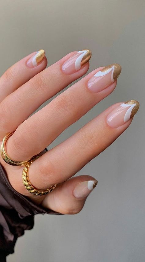 french tip nails, french tip nails 2022, white french tip nails, french tip nails short, french tip nails long, square french tip nails, french tip nails design, french tip nails with color, double french tip nails, french tip nails coffin, simple white french tip nails Sparkly French Tip Nails, Sparkly French Tips, Gold Nail Polish, Gold Nail Designs, White French Tip, Almond Nails Designs, Almond Acrylic Nails, Almond Nail, Tip Nails