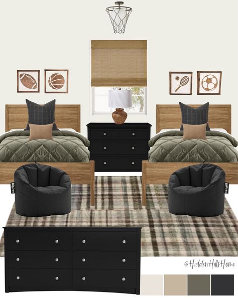 Ayden Square Arm Slipcovered Sofa curated on LTK Twin Bed For Boys Room, Brothers Shared Room Ideas, Black Boys Room Ideas, Wood Frame Bedroom Ideas, Brother Shared Bedroom Ideas, Two Full Beds In One Room, Boys Room Black Bed, Brother Room Ideas Shared Bedrooms, Brother Bedroom Ideas