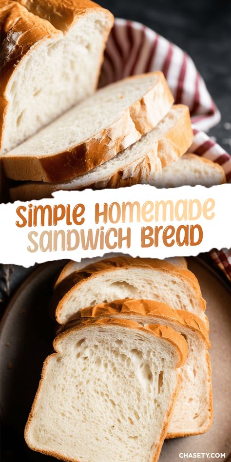 Homemade Sandwich Bread - Chasety White Sandwich Bread, Homemade Sandwich Bread, Homemade Sandwich, White Bread Recipe, Tasty Bread Recipe, Homemade Bread Recipes Easy, Sandwich Bread Recipes, Sandwich Bar, Homemade Bread Easy