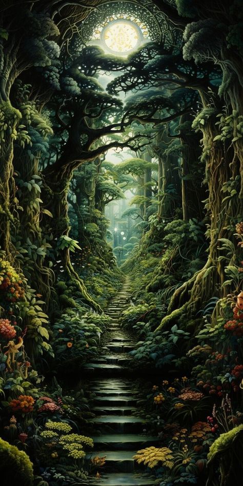 Fairy Vintage Art, Fantasy Forest Art, Nature Mural, Acrylic Art Projects, Dragon Artwork Fantasy, Mystical Places, Fantasy Worlds, Forest Background, Gothic Fantasy Art