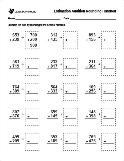 Printable Estimation Addition Rounding Hundred Worksheet Front End Estimation, Estimation Worksheet, Rounding Practice, Math Key Words, Math Fractions Worksheets, Rounding Numbers, Preschool Number Worksheets, Math Addition Worksheets, Ordinal Numbers