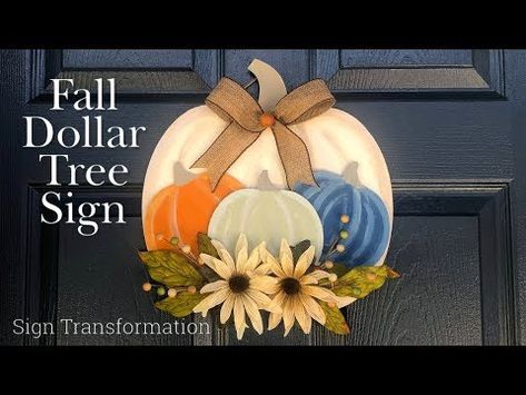 Fall Diy Dollar Tree, Dollarama Crafts, Dollar Tree Fall Diy, Dollar Tree Projects, Crafting Videos, Fall Decor Dollar Tree, Dollar Store Ideas, Tree Projects, Tree Sign