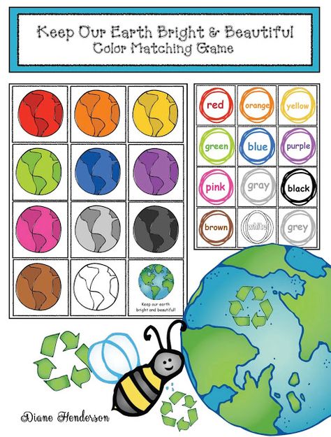 Earth Day Color Matching Game   Here's a quick easy & fun color matching game perfect for your Earth Day activities. Little ones can match earth to earth while older students can practice their color words and match a colorful earth to its word card. Flip the cards over to play a Memory Match "Concentration" game. For a whole-group activity play "I Have; Who Has?" For example "I have the red earth card who has the color word red?"  Click on the link to grab some Earth Day fun today: Earth Day Co April Lesson Plans, Earth Day Games, Earth Week, March Activities, Color Words, Earth Day Crafts, Classroom Freebies, Earth Day Activities, Kid Friendly Activities