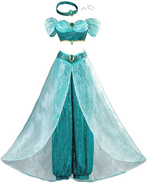 Jasmine Inspired Dress, Jasmine Outfit Ideas, Childrens Party Dresses, Princess Jasmine Dress, Disney Bound Outfits Casual, Princess Jasmine Costume, Disney Princess Costumes, Jasmine Dress, Princess Cosplay