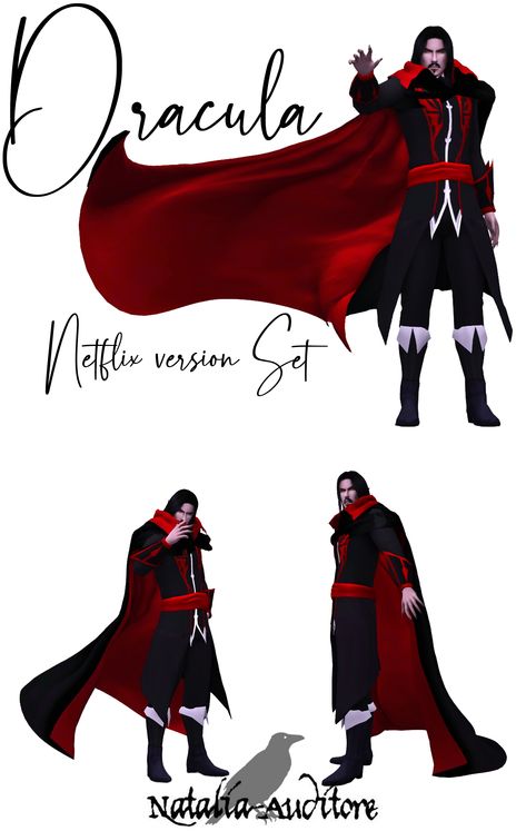 Sims 4 Castlevania, Sims4 Supernatural Cc, Castlevania Sims 4 Cc, Sims 4 Vampire Clothes, Body Turnaround, King Cape, Vampire Dress, Vampire Clothes, Tumblr Sims 4