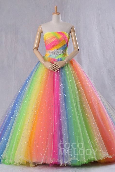 Candy Outfit, Pride Clothes, Rainbow Clothing, Rainbow Wedding Dress, Rainbow Dresses, Long Frock, Rainbow Wedding, Rainbow Outfit, Long Dress Design