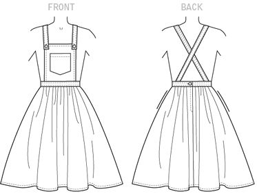 Overall Dress Pattern Sewing, Suspender Dress Pattern, Dungarees Pattern Free, Overall Dress Sewing Pattern Free, Overall Skirt Pattern, Jumper Dress Pattern Free, How To Draw Overalls, Dungarees Drawing, Overall Dress Pattern Free