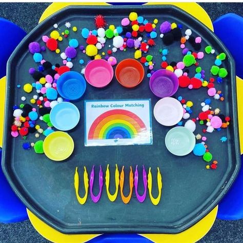 Turf Tray Ideas, Rainbow Fish Eyfs, Tuff Table, Jellyfish Room, Rainbow Crafts Preschool, Rainbow Fish Activities, Color Activities For Toddlers, Tuff Tray Ideas Toddlers, Preschool Room