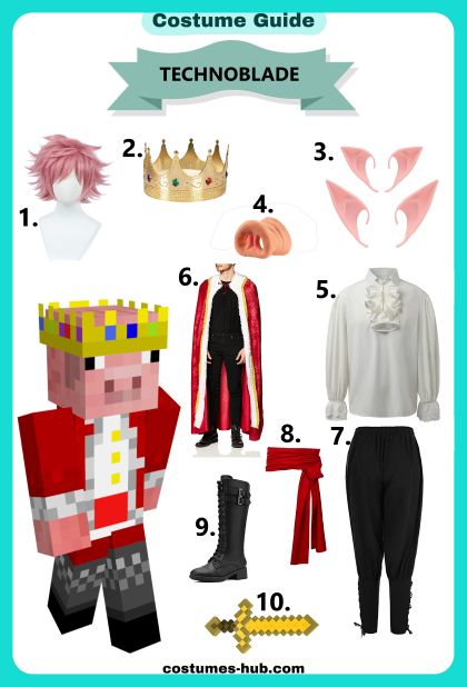 Dream Cosplay Ideas, Dsmp Cosplay Props, Technoblade Outfit Ideas, Tubbo Cosplay Outfit, Technoblade Cosplay Outfit, Technoblade Cosplay Ideas, Dsmp Cosplay Ideas, Technoblade Outfit, Mcyt Outfits