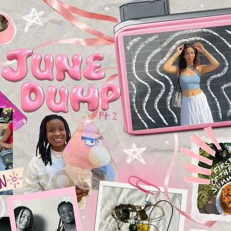 @srahstrr on Instagram: "JUNE PT 2 💗🌸💘🎀👙🍬🩷  - Took so long to make bc I tried to work on too many things at once. This is June so excited to do July !!! -  scrapbook collage journaling journal stickers scrapbooking photo diary picture diary pink" Online Scrapbook Ideas, Digital Diary Instagram, Insta Collage, Diary Collage, Instagram Scrapbook, Collage Journaling, Picture Diary, Scratch Book, Scrapbook Collage