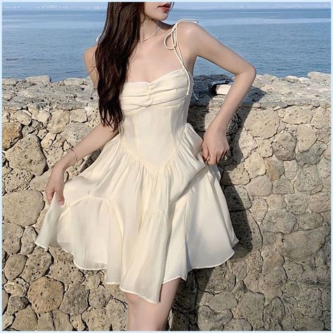 Cute Dresses Fancy Short, Light Dress Aesthetic, Cottagecore Short Dresses, White Pretty Dress, Short Aesthetic Dress, Ethereal Mini Dress, Cute White Dresses Casual, Simple Fairy Dress, Short Cute Dresses Casual