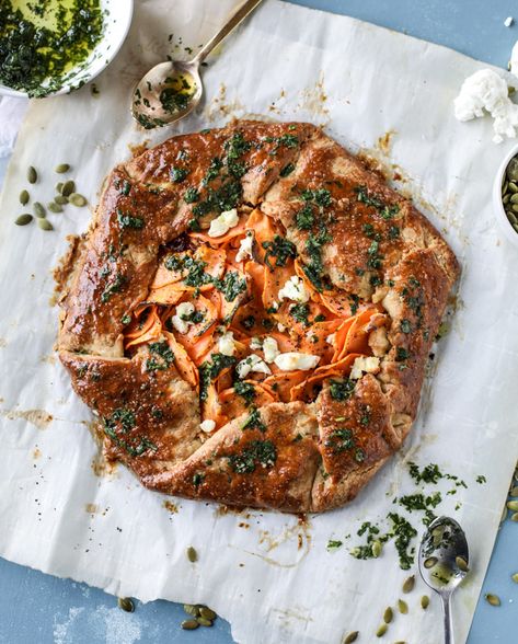 Sweet Potato Galette with Caramelized Shallots. - How Sweet Eats Galette Recipes, Potato Galette, Bbq Potatoes, Caramelized Shallots, Galette Recipe, Savory Tart, Savory Pies, Baked Salmon, How Sweet Eats