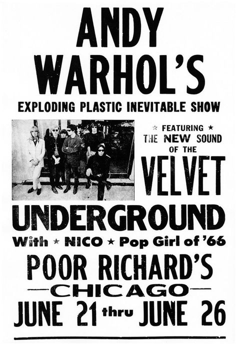 Underground Concert, Velvet Underground Poster, The Velvet Underground, Vintage Concert Posters, Concert Poster, Tour Posters, The Velvet, Event Poster, Band Posters