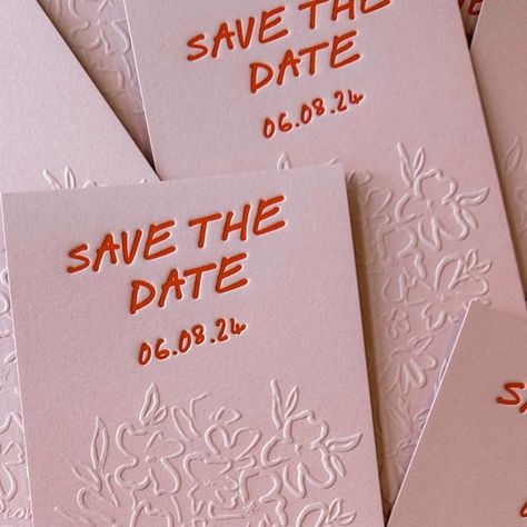 Alexandra | Aerialist Press on Instagram: "It’s save the date season 🌸 
•
•
•
#letterpress #weddingpaper #weddinginvitations #caweddings #paperpeople #californiawedding" Letter Press Invitations Wedding, Graphic Save The Date, Letter Press Save The Date, Letterpress Save The Date, Colorful Save The Date, Save The Date Design, Vintage Wedding Stationery, Letterpress Save The Dates, Unique Wedding Stationery