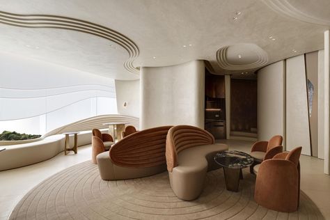 Gallery of The Garden Pavilion / NCDA - 2 Curvy Sofa, Private Lounge, Vip Lounge, Garden Pavilion, Vip Room, Curved Walls, Waiting Area, Lounge Design, Curved Sofa