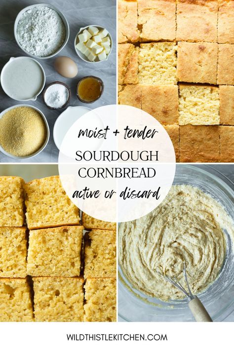 Sourdough Starter Cornbread, Sour Dough Cornbread, Discard Sourdough Foccacia Recipe, Best Discard Recipes, Sourdough Cornbread Muffins, Sour Discard Recipes, Fermented Sourdough Recipes, Sourdough Discard Meals, Active Sourdough Starter Recipes Quick