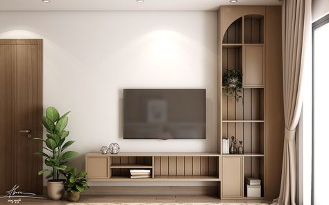 MASTER BEDROOM on Behance Mid Century Modern Media Wall, Tv Unit Ideas, Lcd Unit, Home Tv Stand, Lcd Units, Tv Stand Shelves, Tv Unit Interior, Unit Interior Design, Tv Unit Interior Design