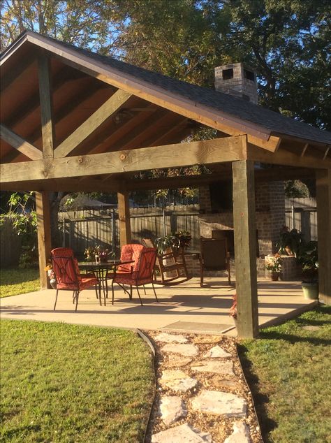 Outdoor   Pavilion with fireplace Patio Remodel, Solar Lighting, Patio Pergola, Outdoor Pavilion, Outdoor Remodel, Backyard Gazebo, Pergola Design, Backyard Pavilion, Outdoor Gazebos