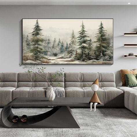 Forest Oil Painting, Paintings For Living Room, White Forest, Photo To Art, Painting Living Room, Winter Painting, Forest Painting, Forest Wall Art, Living Room Wall Decor