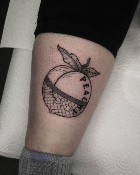 Peach tattoo Peach Tattoo Buttcheek, Peach Tattoo, Spray Can, Old School Tattoo, Heart Tattoo, Ink Art, Tatting, Tattoo Ideas, Tattoo Designs