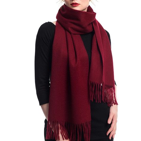 Large 78.7"x25.4" Luxurious Cashmere Scarf-Shawls for Women and Men - Dark Red - CK186W3UZEL - Scarves & Wraps, Fashion Scarves  #SCARVES #WRAPS #fashion #women #outfits  #Fashion Scarves Dark Red Scarf, Red Scarf Winter, Fashion Women Outfits, Scarf Aesthetic, Maroon Scarf, Aemond Targaryen, Winter Capsule, Oc Inspo, Winter Capsule Wardrobe