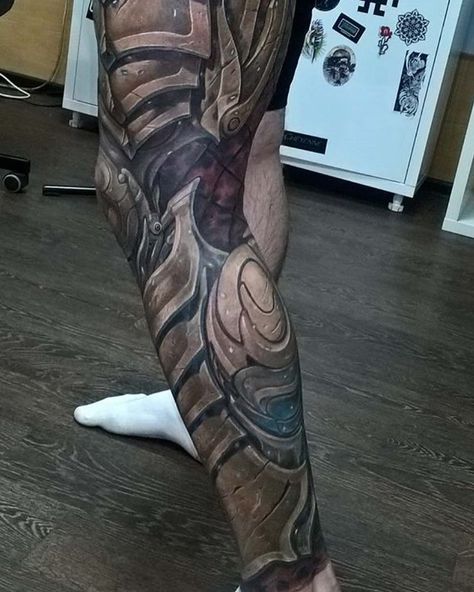 Leg Armor Tattoo, Hd Tattoos, Body Armor Tattoo, Mechanic Tattoo, Armor Tattoo, Biomechanical Tattoo, Trendy Tattoo, Music Tattoos, Waves Tattoo