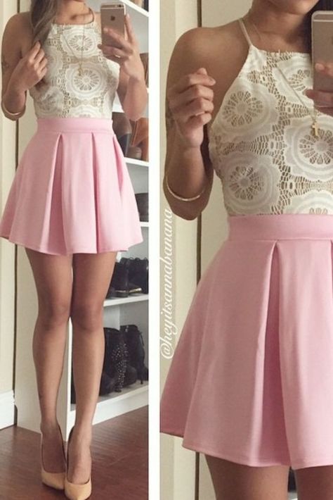 Lookcitos coquetos para cuando vas a salir con un chico Dress Two Pieces, Two Pieces Dress, Cute Homecoming Dresses, Short Party Dress, Evening Dress Fashion, Dress Homecoming, Mini Dress Fashion, Short Homecoming Dress, Homecoming Dresses Short