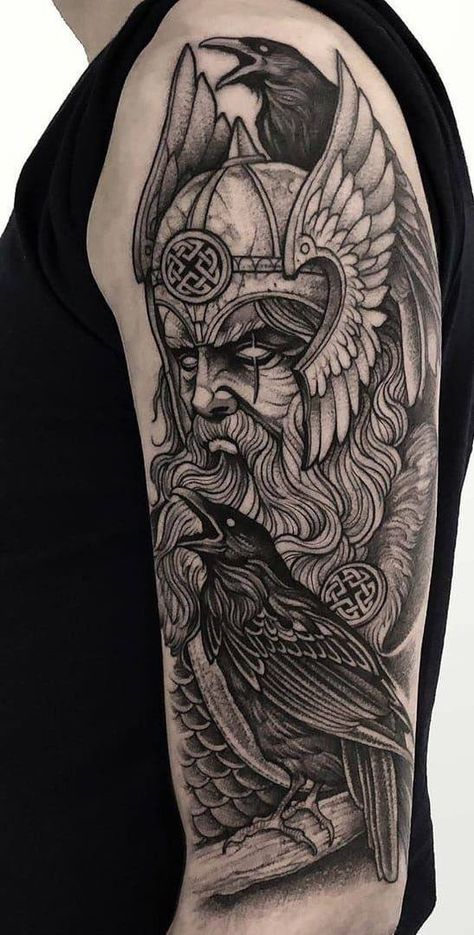 Viking Tattoos For Men, Traditional Viking Tattoos, Stammestattoo Designs, Fenrir Tattoo, Rabe Tattoo, Viking Warrior Tattoos, Norse Mythology Tattoo, Scandinavian Tattoo, Viking Tattoo Symbol