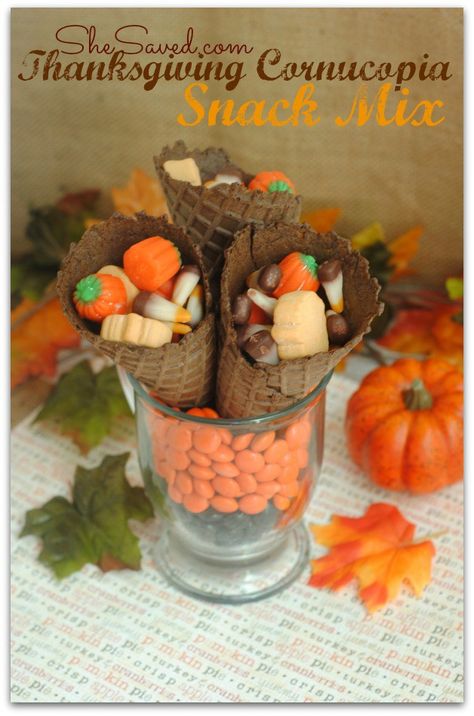 Thanksgiving Cornucopia Snack Mix | She Saved Pilgrim Hat Cookies, Jello Cookies Recipe, Nut Cups, Thanksgiving Cornucopia, Thanksgiving Snacks, Homemade Snickers, Hat Cookies, Pilgrim Hat, Thanksgiving Treats