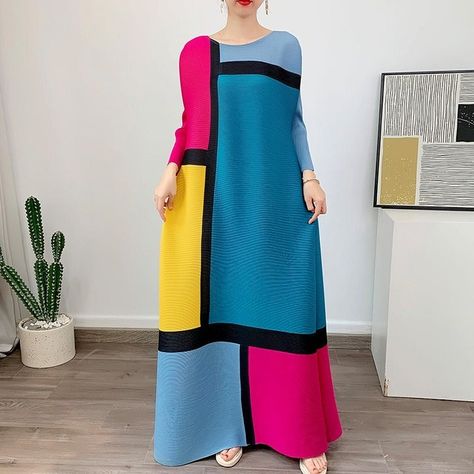 Hurry! Limited stock available. Geometric Colour Block 1980's Style A-line Mid Length Dress, exclusively priced at £59.95 Don't miss out! Colour Block Dress, 1980's Style, Midi Dress Chic, Sports Wear Women, Mid Length Dress, Printed Long Dresses, Block Dress, 1980s Fashion, High Neck Long Sleeve