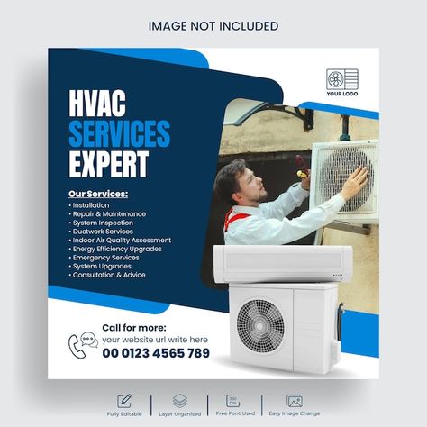 Vector hvac repair and maintenance insta... | Premium Vector #Freepik #vector Air Conditioner Maintenance, Hvac Repair, Ads Design, Repair And Maintenance, Banner Template, Media Post, Air Conditioner, Social Media Post, Premium Vector