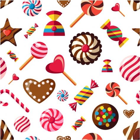 Candy pattern background Free Vector Candy Images, Dulces Halloween, Candy Factory, Free Download Photoshop, Candy Sweet, Rainbow Candy, Watercolor Logo, Colorful Candy, Halloween Backgrounds