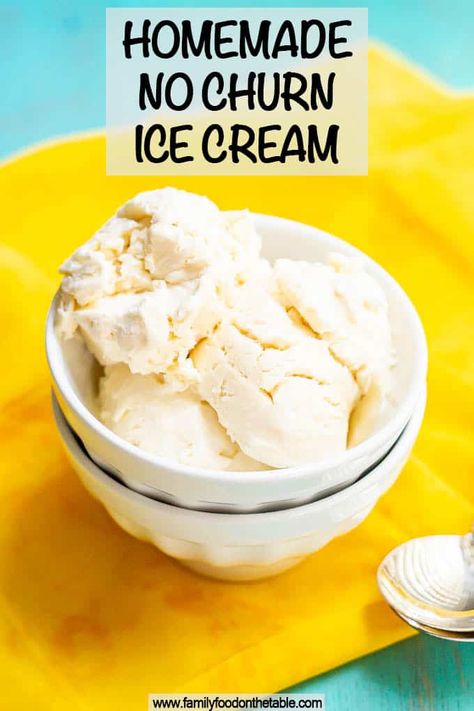 Homemade no churn ice cream is just 3 ingredients and 10 minutes to make and comes out incredibly flavorful and delicious! It’s perfect any time of year for a sweet treat. Vanilla Ice Cream Toppings, Churn Ice Cream, Vanilla Ice Cream Recipe, Food On The Table, Homemade Vanilla Ice Cream, Yummy Ice Cream, Easy Ice Cream, No Churn Ice Cream, Cheesecake Desserts