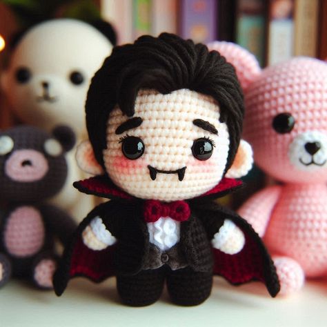 Craft an adorable amigurumi vampire crochet doll with our detailed pattern. Perfect for all skill levels! Vampire Crochet, Crochet Cluster Stitch, Disney Crochet, Stitch Head, Disney Crochet Patterns, Crochet Toys Free Patterns, Crochet Snowman, Crochet Quilt, Crochet Christmas Ornaments