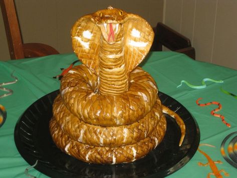 For Cobra Snake on Cake Central Snake Cake Ideas, Snake Themed Birthday Party, Cobra Cake, Snake Birthday Party, Snake Cake, Wilton Fondant, Snake Cakes, Hamburger Cake, Snake Birthday