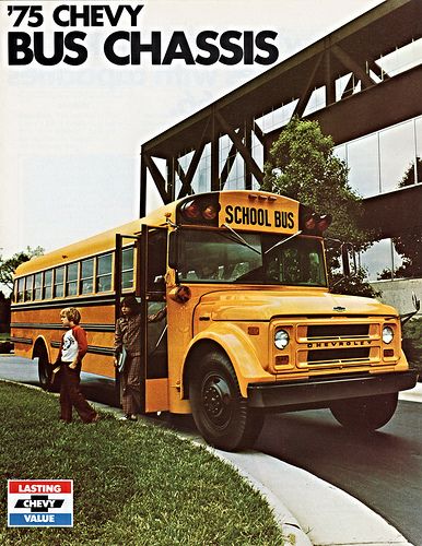 1975 Chevrolet School Bus Chassis | by aldenjewell Bus City, Old School Bus, Automobile Advertising, Retro School, School Buses, Bus Life, Bus Coach, Bus Travel, Pony Car