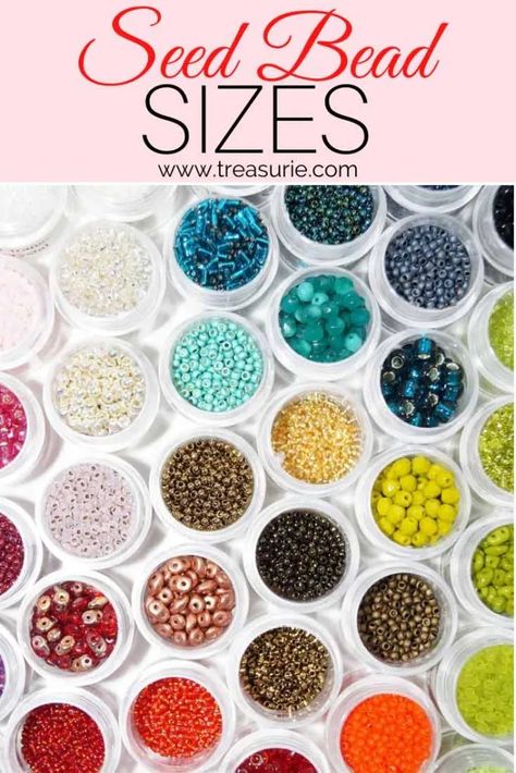 Seed Bead Sizes - Buyers Guide to Size & Types | TREASURIE Simple Seed Bead Patterns, Seed Bead Patterns Free, Beaded Trees, Bead Size Chart, Seed Beads Diy, Diy Seed Bead Earrings, Seed Bead Crafts, Twist Beads, Bead Crafts Diy