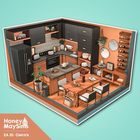 Sims 4 Loft, Sims 4 Houses Layout, Lotes The Sims 4, Sims Freeplay Houses, Sims 4 Kitchen, Sims Builds, Sims 4 House Plans, Sims 4 House Building, House Floor Design