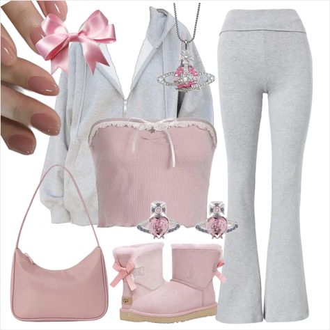 pink and grey vivenne westwood outfit Grey And Pink Outfit, Westwood Outfit, Vivienne Westwood Aesthetic, Westwood Aesthetic, Aesthetic Sweatpants, 2014 Vibes, Outfit Coquette, Co Ords Outfits, Comfy Pjs