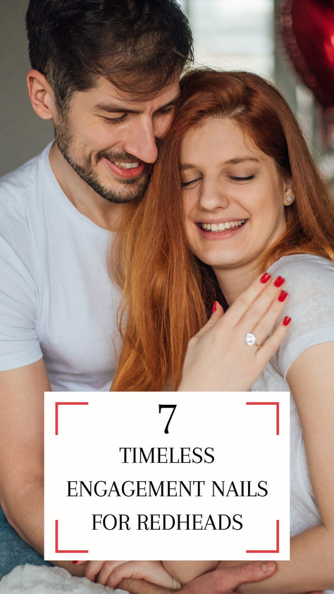 Choosing a timeless manicure will help you look back fondly on your engagement ring photos for years and years to come. Here are 7 timeless nail looks for your big day. Nails For Redheads, Cute Engagement Nails, Nails For Engagement Ring, Engagement Ring Nails, Timeless Manicure, Nail Color Inspiration, Engagement Nails, Engagement Ring Photos, Nail Photos