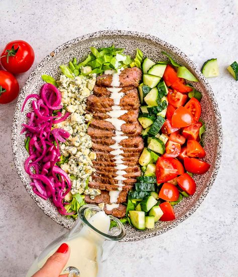 Delightful and Satisfying Steak Cobb Salad Steak Cobb Salad, Blue Cheese Vinaigrette, Clean Eating Challenge, Eat Beef, Refreshing Food, Clean Food Crush, Grass Fed Beef, Recipe Roundup, How To Cook Steak