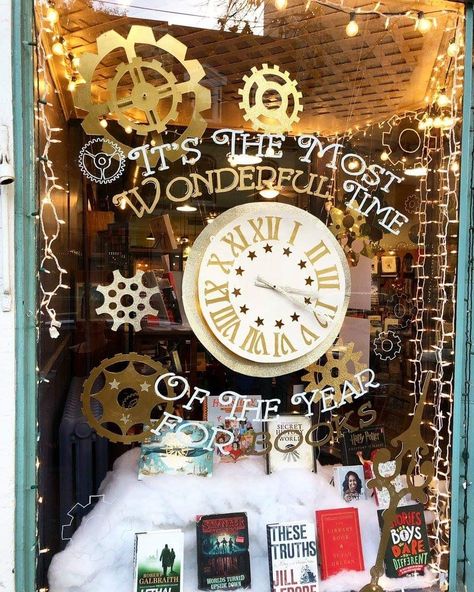 Bookstore Christmas Displays, Christmas Bookstore Window Display, Bookstore Window Displays, Christmas Library Display, Window Display Retail, Book Cart, Store Window Display, Store Window Displays, Dream Library